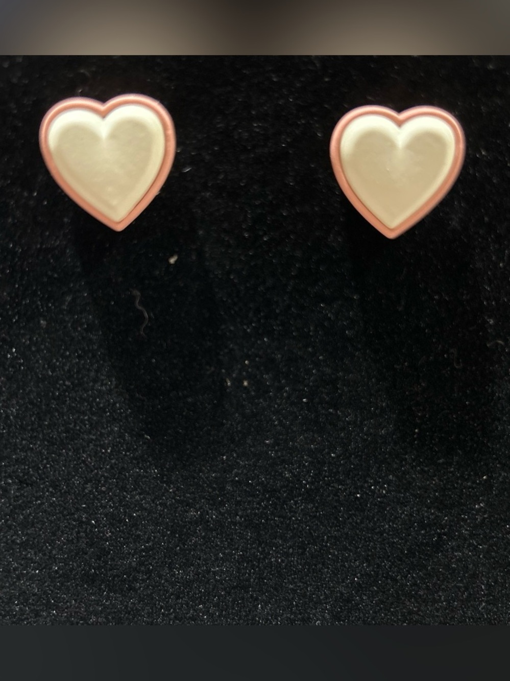 Pink and Cream Heart Stud Earrings - Women Jewelry